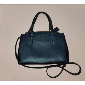 Coach Mini Christie Metallic Teal Crossgrain Purse